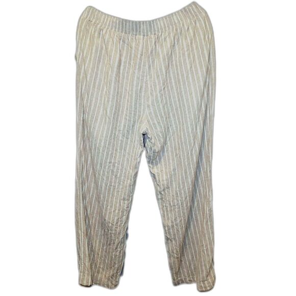 Briggs Womens Linen Khaki/White Pinstripe Pull On Pant Size XL - Picture 1 of 3